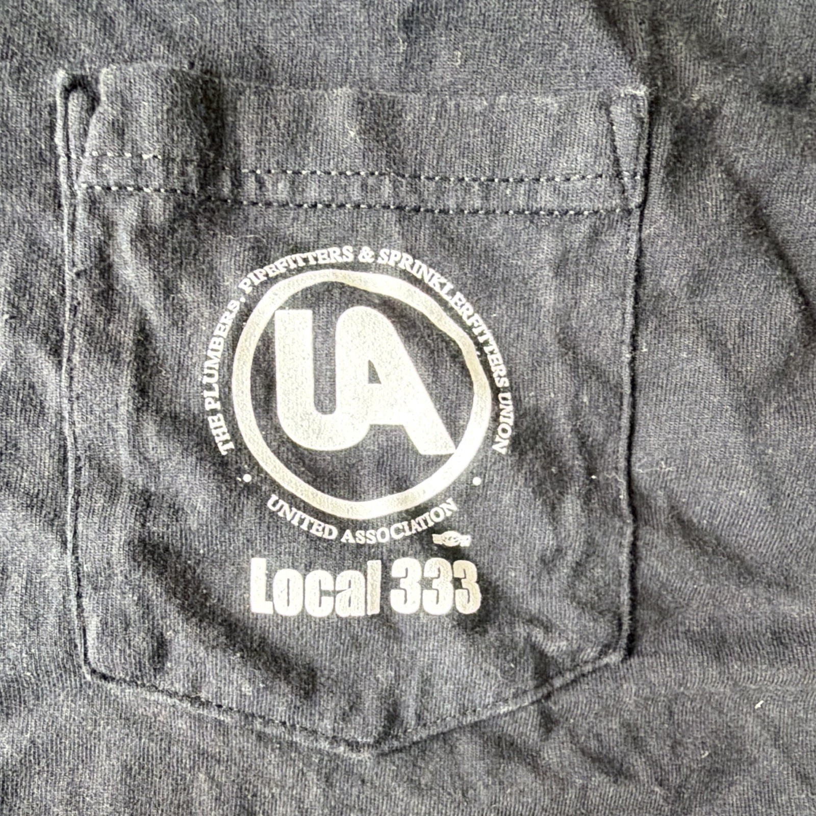 Union Line UA Local 333 Plumbers Pipefitters Skull Pocket Tee Black XXL gallery