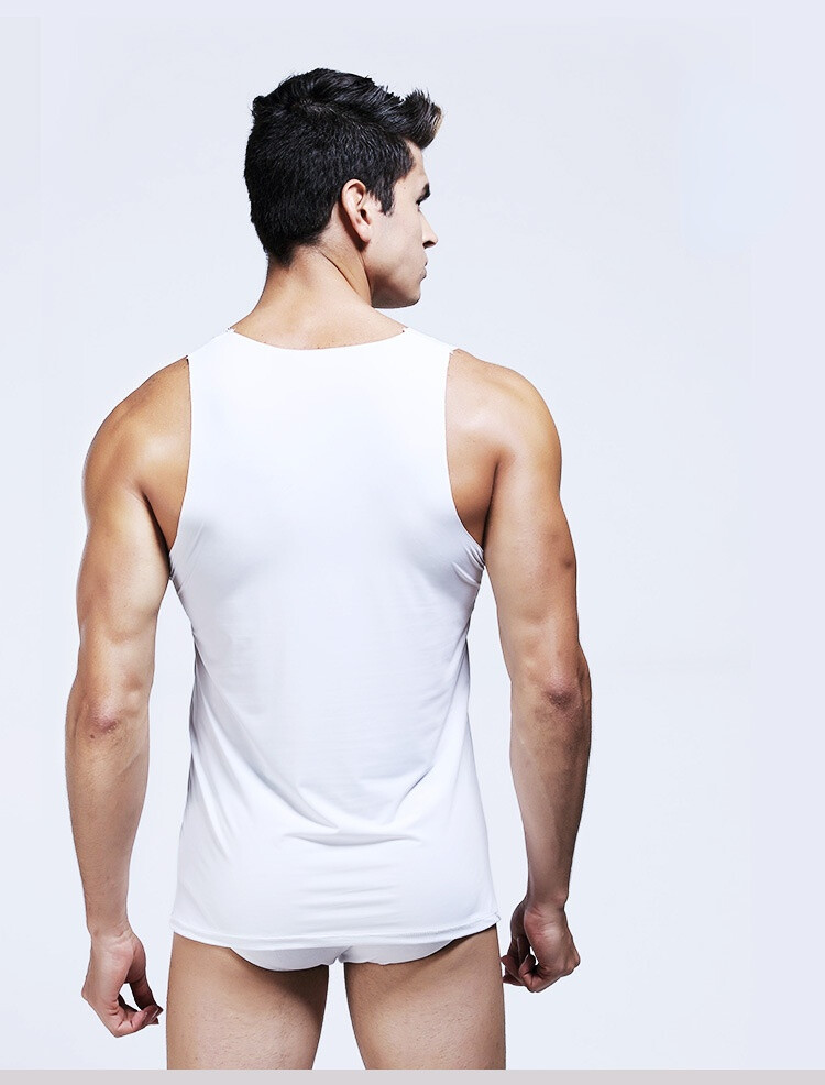 Mens Ice Silk Underwear Tank Top Shirt Sleeveless T-Shirt Sexy Wife Beater gallery