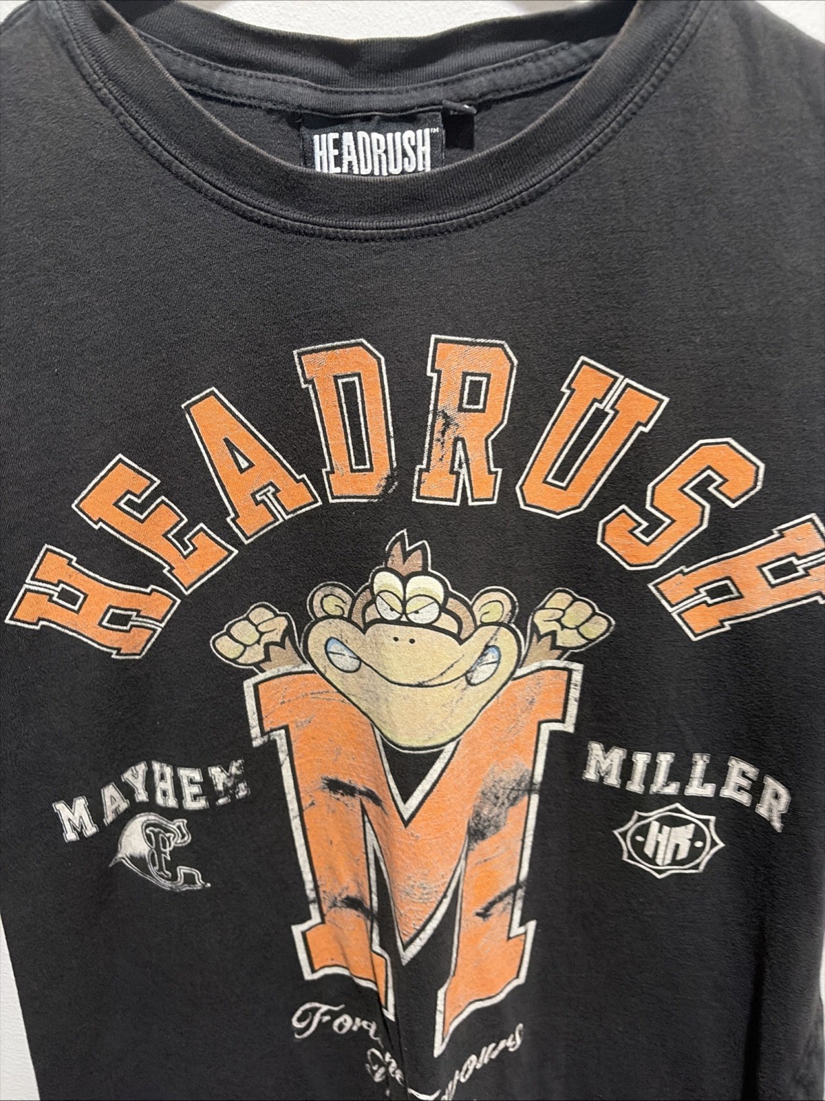 Jason Mayhem Miller Vintage T Shirt Headrush Size Lg Black Double Sided UFC gallery