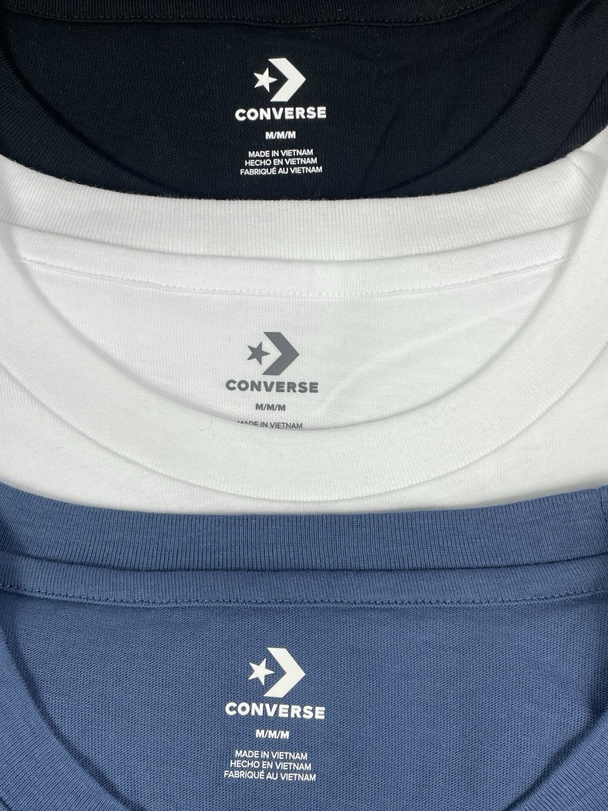 Converse Men's Lot of 3 Logo Crew Tees in Black, White & Blue Pick Your Size NWT gallery