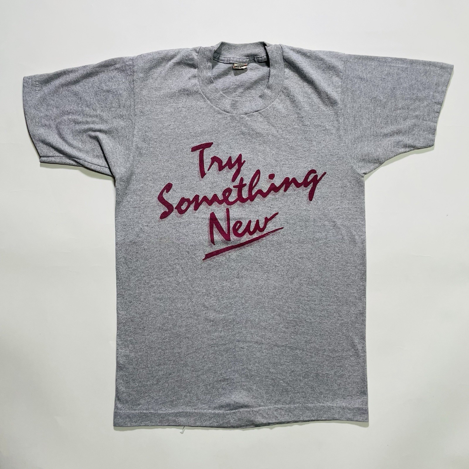 Vintage 1980s “Try Something New” Swim USA T-Shirt Single Stitch Gray S gallery