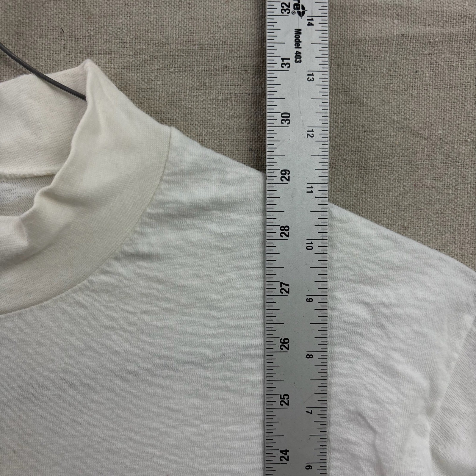 80s Anvil Mock Neck T-Shirt Large White Long Sleeve Cotton USA Made Ribbed Cuffs gallery