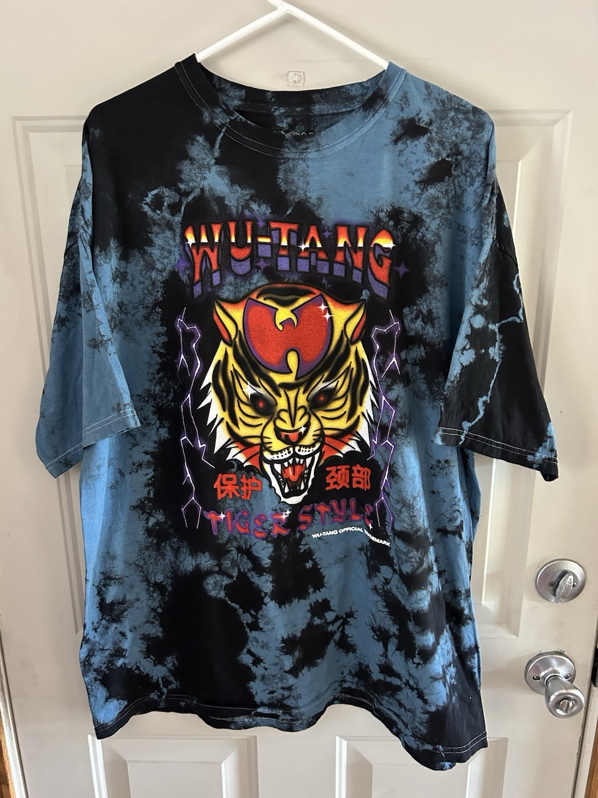 WU-TANG CLAN Tiger Style Blue Black Tie Dye Graphic T-Shirt 2021 Adult Size L/XL