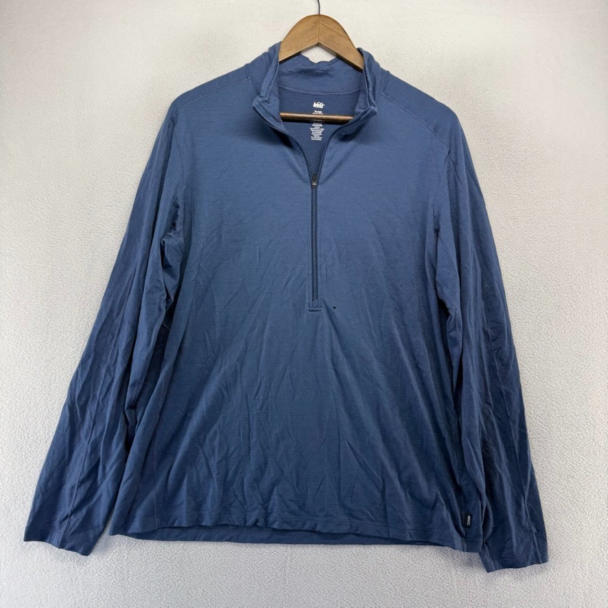 REI Merino 185 Long Sleeve Half-Zip Base Layer Top men's XL Blue Pullover Tech gallery