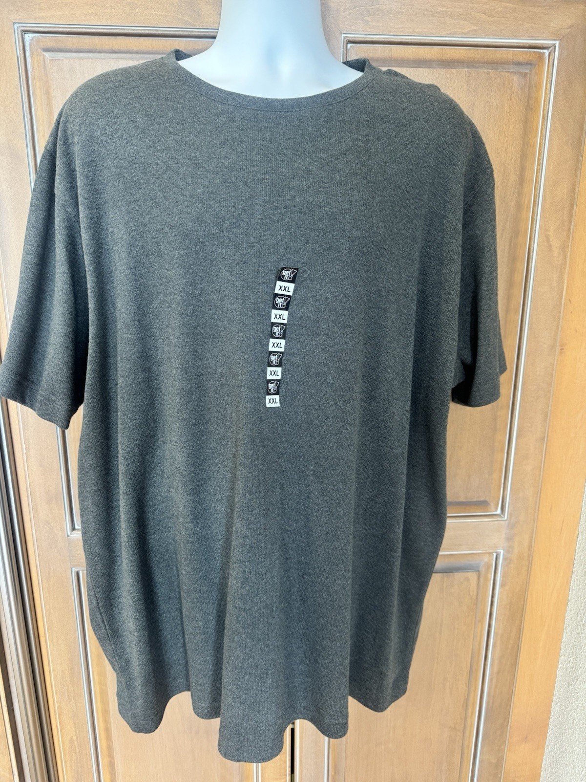 Croft & Barrow Mens Char Hthr Gray Easy Care Crew ribbed Short Sleeve Shirt XXL gallery