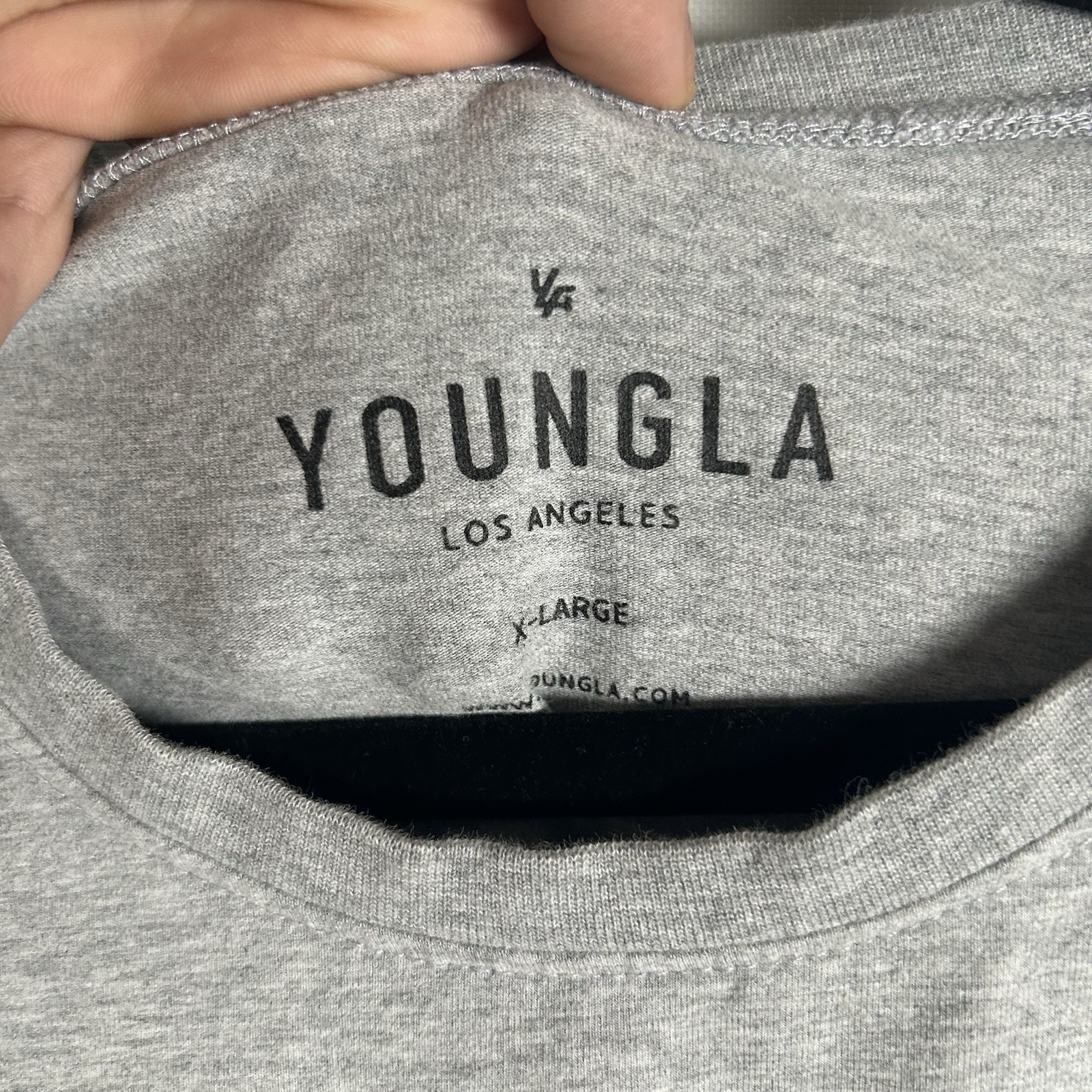 YoungLA Shirt Mens XL Gray Minimal Logo Graphic Tee Pocket Streetwear Casual gallery