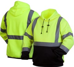 Hi-Vis Lime Safety Pullover Sweatshirt, Black Bottom, Extra Large Size