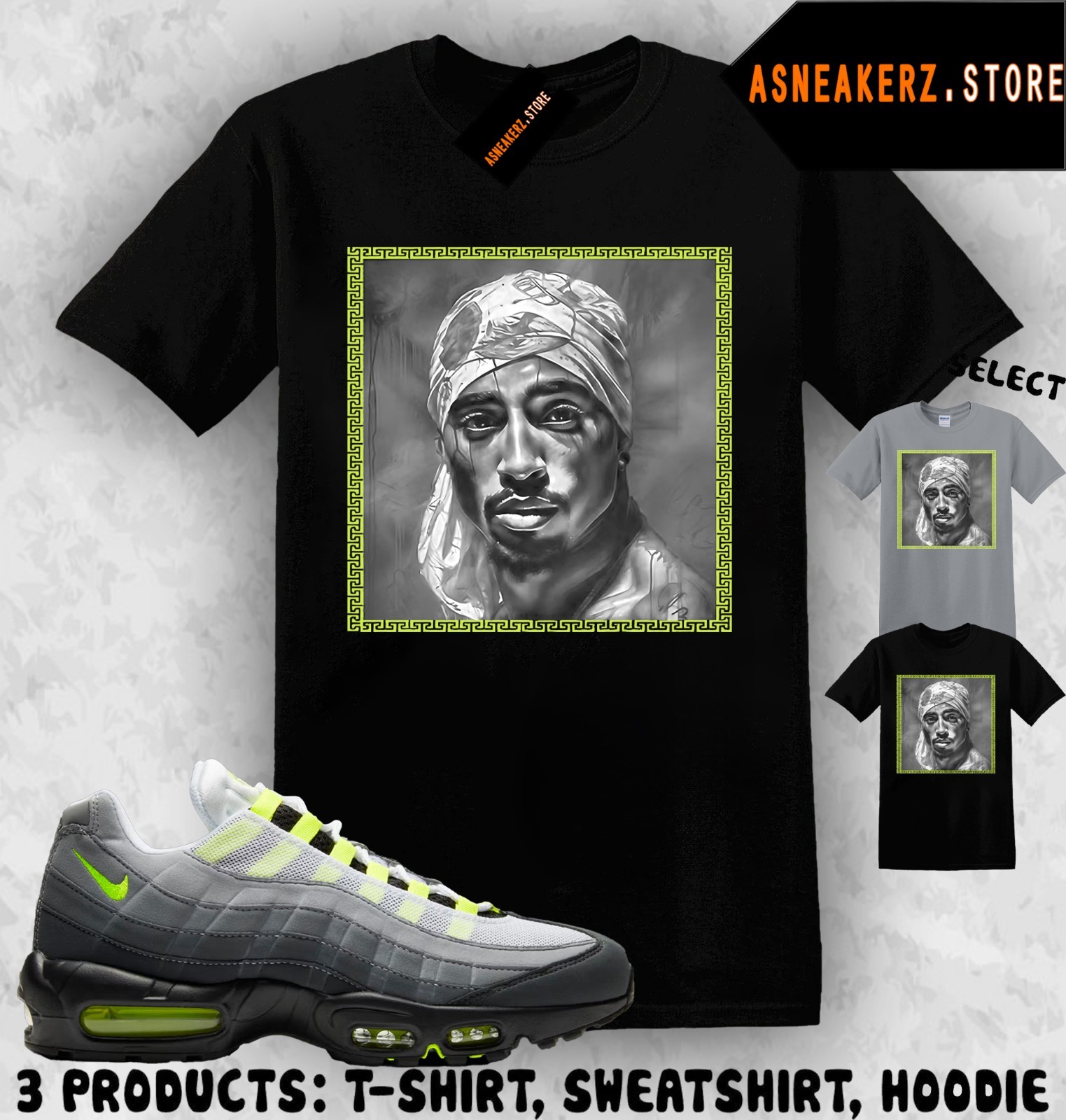 Tee Shirt Matching AM 95 OG Big Bubble Neon 2026 To Match Sneaker Tupac T-Shirt gallery