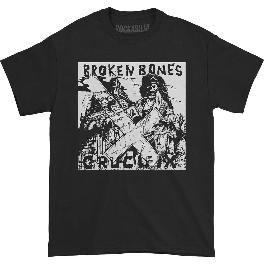 Men’s Broken Bones Crucifix Tee T-shirt Medium Black