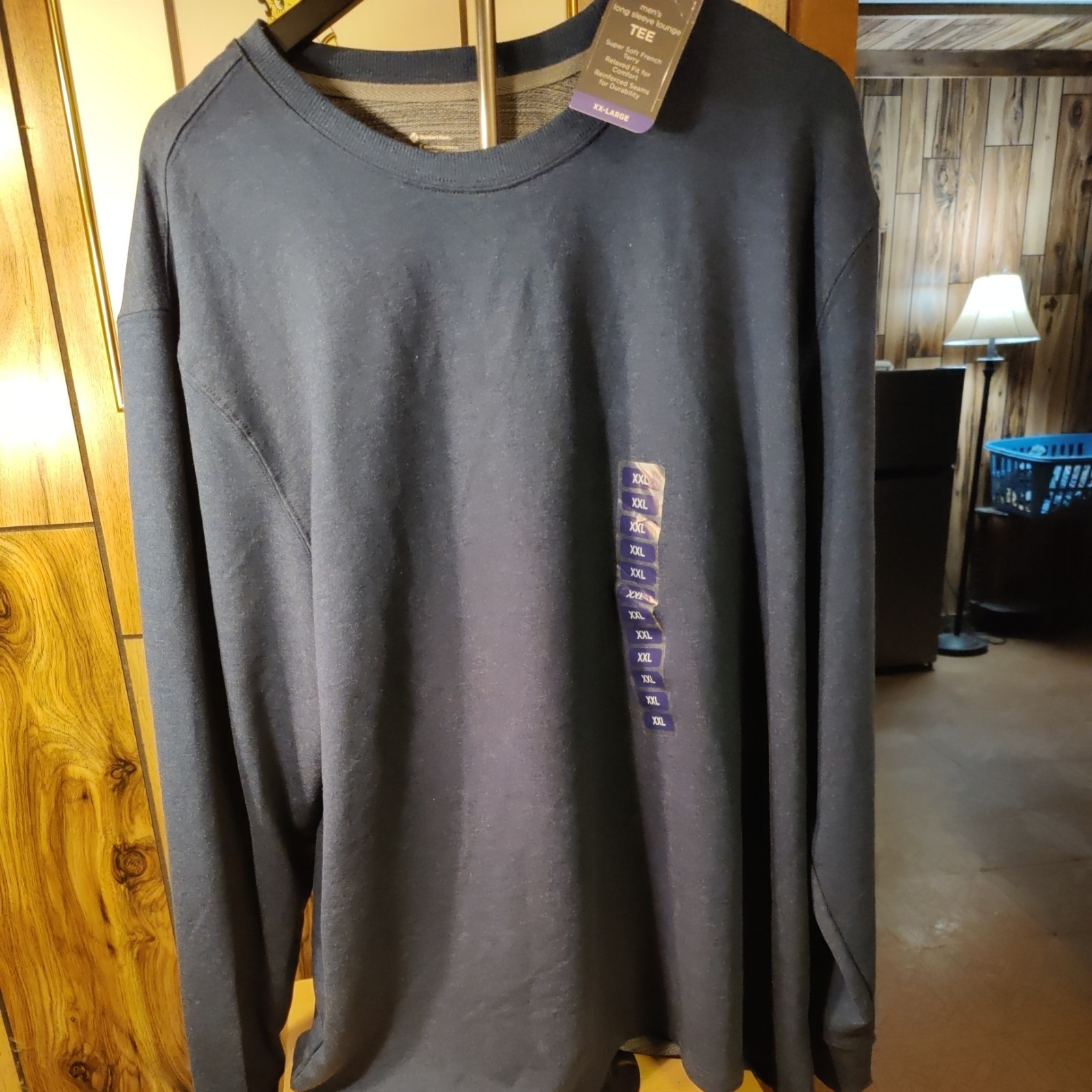 Men's Super Soft French Terry Long Sleeve Lounge Tee Blue XXL NWT gallery