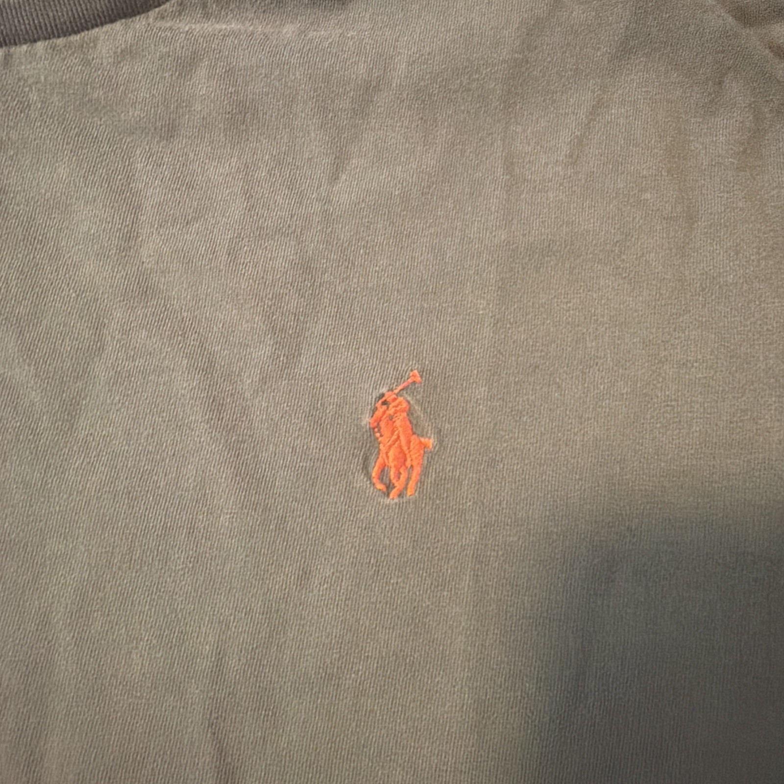 Polo Ralph Lauren Shirt Men XL Olive Green Orange Pony Crew Neck Short Sleeve gallery