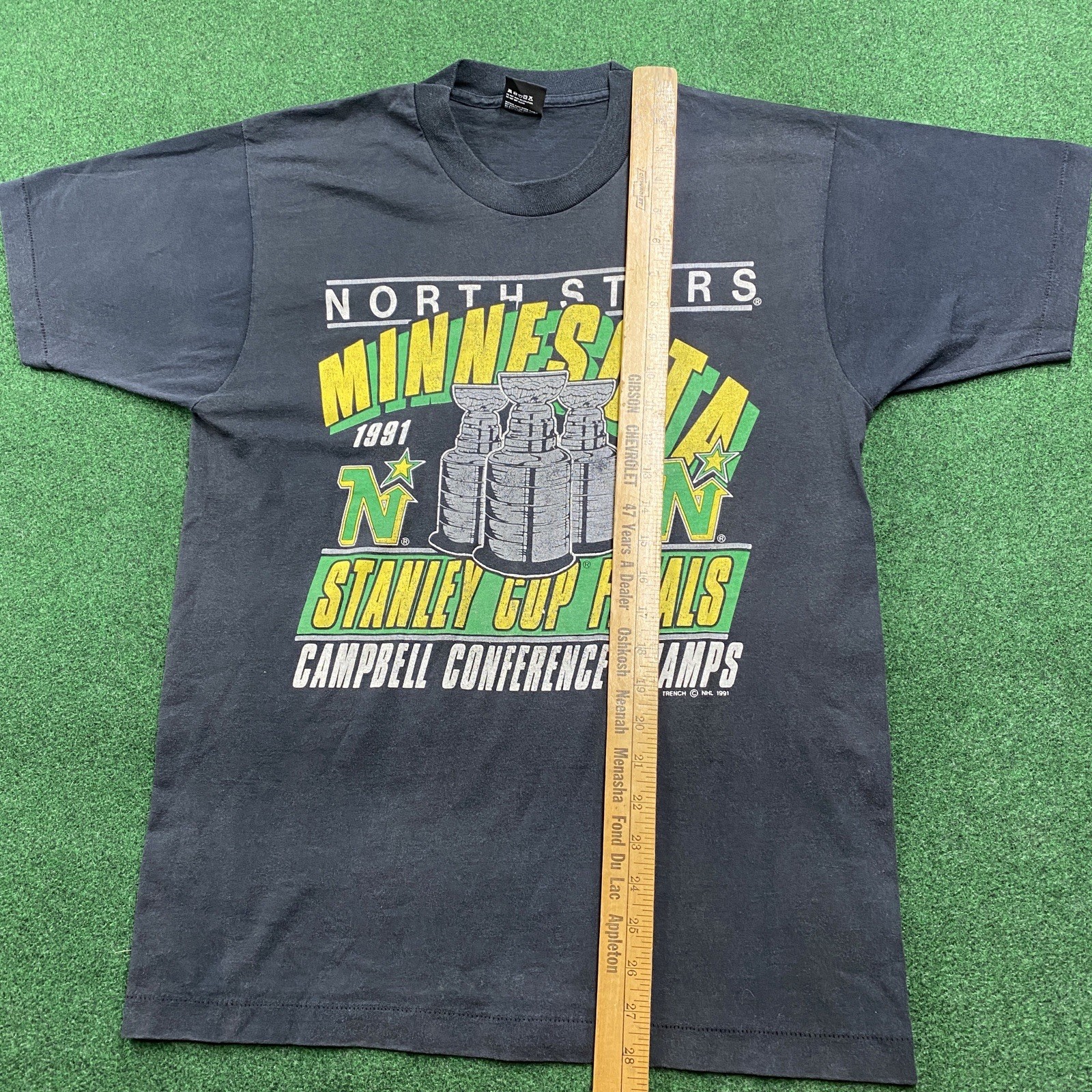 Vintage Minnesota North Stars Shirt Mens L Black 90S NHL Hockey Champs USA 1991 gallery