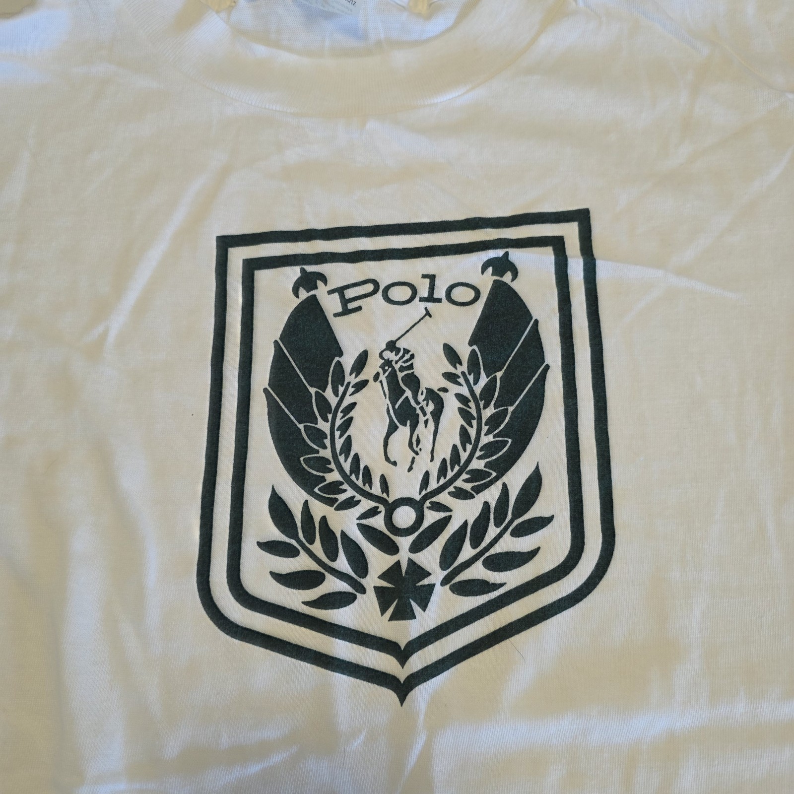 RARE Vintage 80s Polo Ralph Lauren T-Shirt Polo RL Crest Logo OSFA XL Sizing gallery