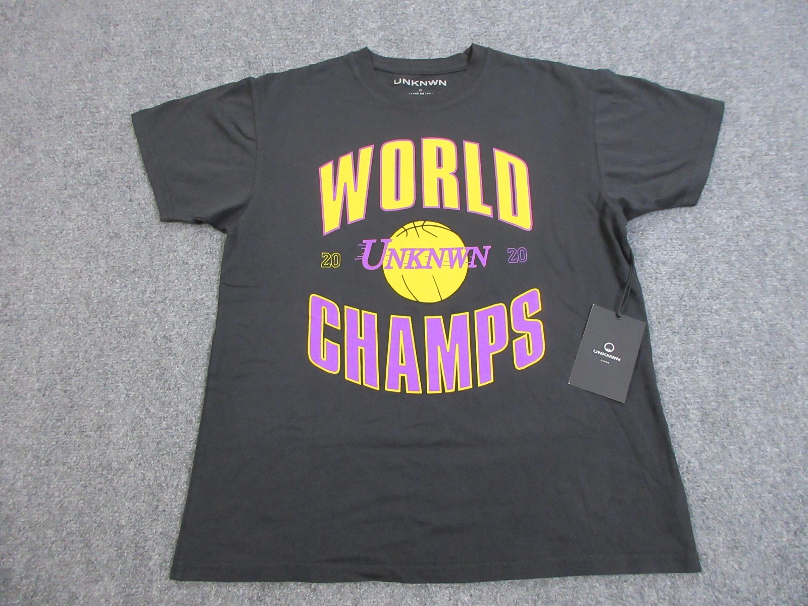 UNKNWN Shirt Mens Small Black World Champs Basketball Graphic Tee Made In USA gallery
