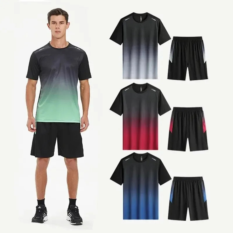 2025 Summer New Men's Set Casual T-shirt Short Sleeve Shorts Sports and Leisure gallery
