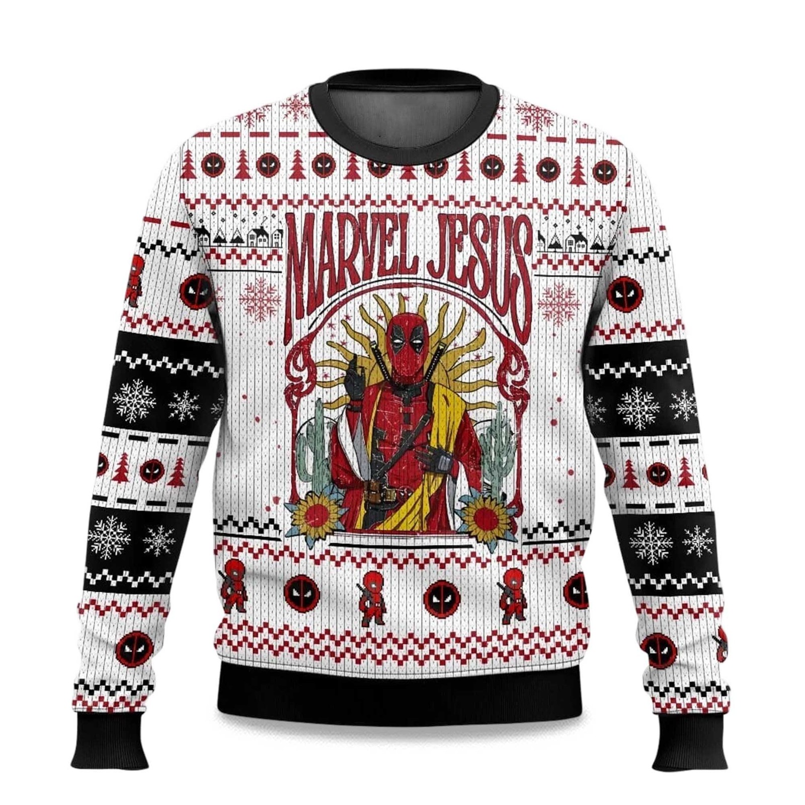 2025 Marvel Jesus Deadpool Ugly Heavy Freece Sweater Christma