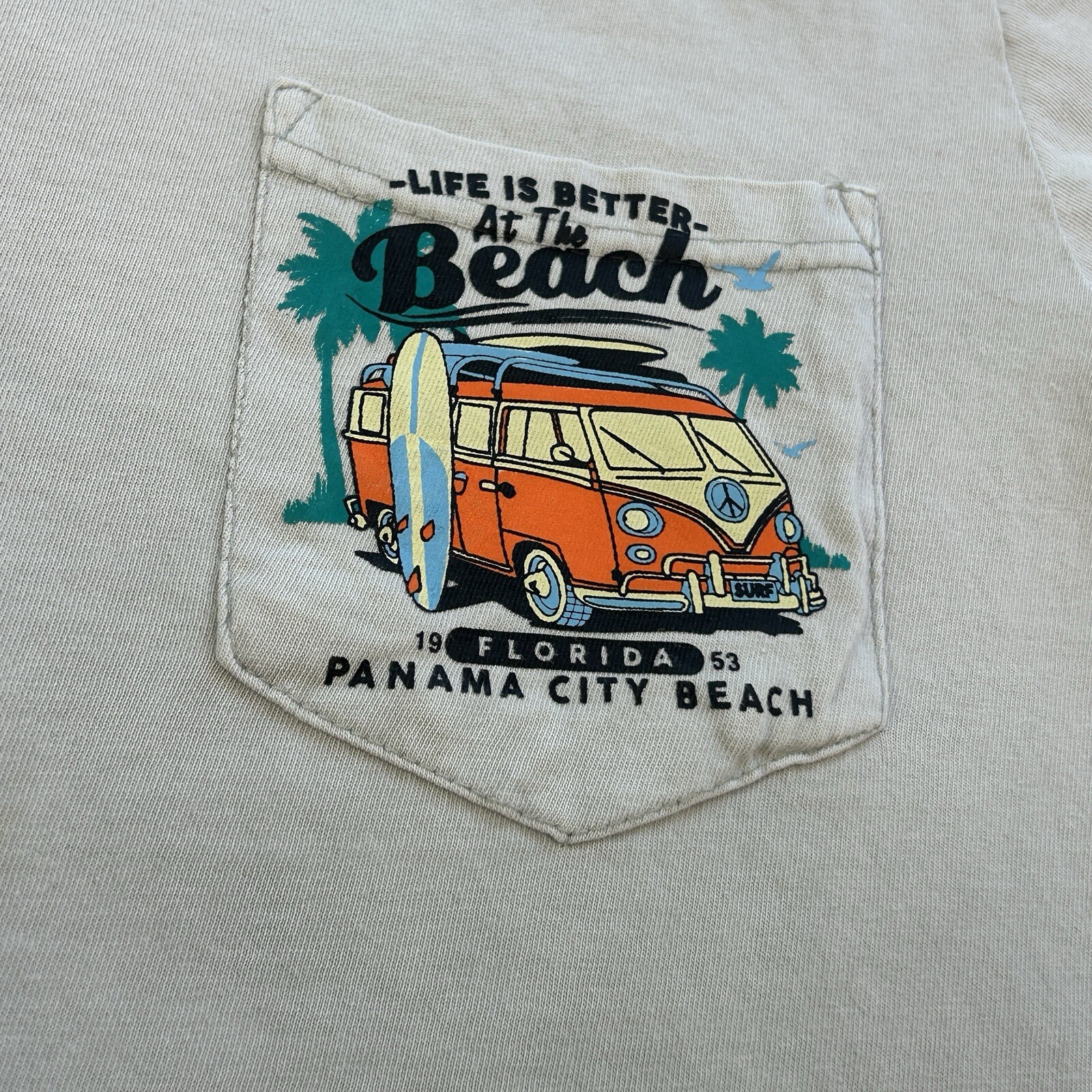 U.S VINTAGE T -Shirt Men Large Multicolor Panama City Beach Florida 1953 Surf gallery