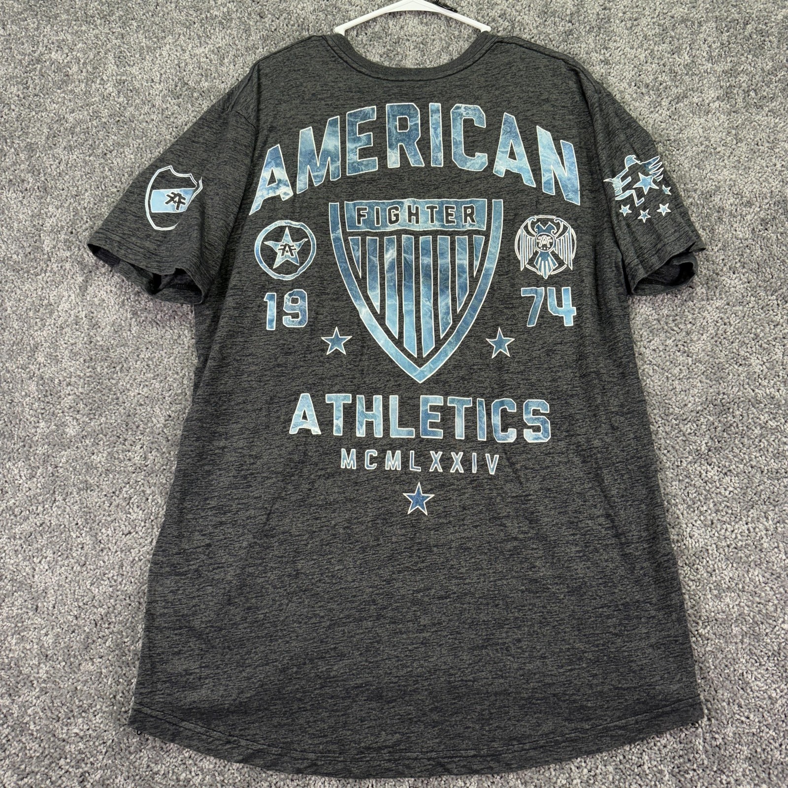 American Fighter Shirt Mens 2XL Gray Athletics Graphic Tee Side Zipper Casual gallery