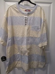 URBAN OUTFITTERS OVERSIZED WIDE STRIPE POCKET TEE T-SHIRT IN BLUE SIZE LARGE