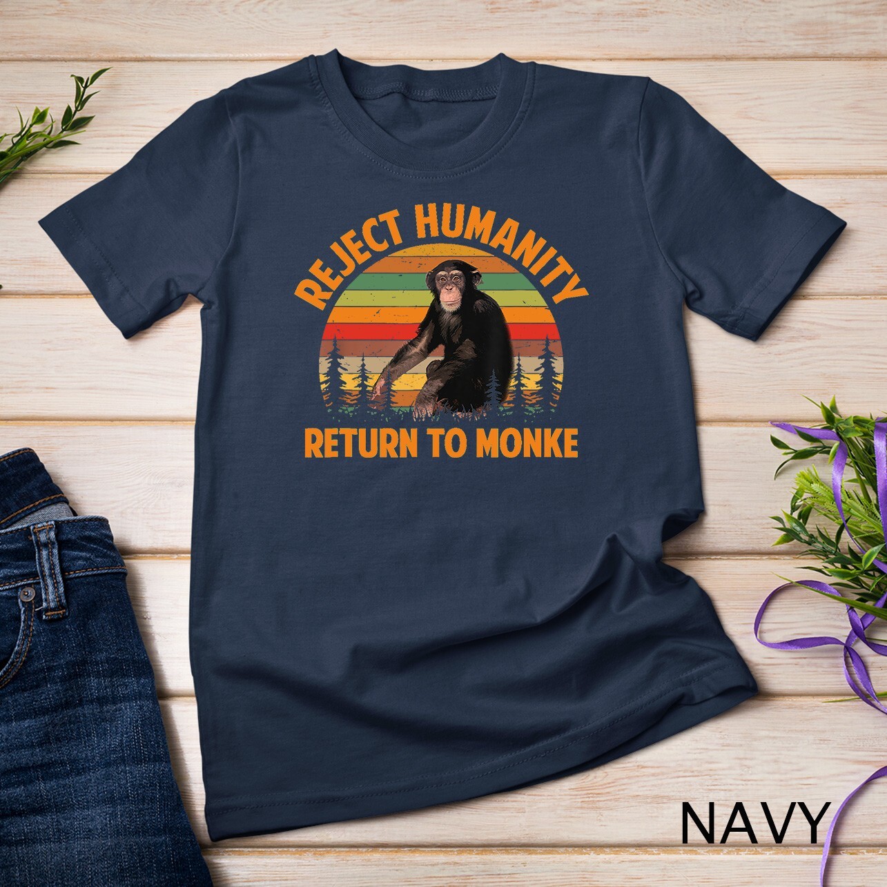 Funny Reject Humanity Return to Monke Meme Monkey Evolution Unisex T-shirt gallery