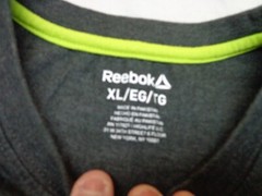 Reebok Charcoal Heather Gray Neon Green Logo T-shirt size XL