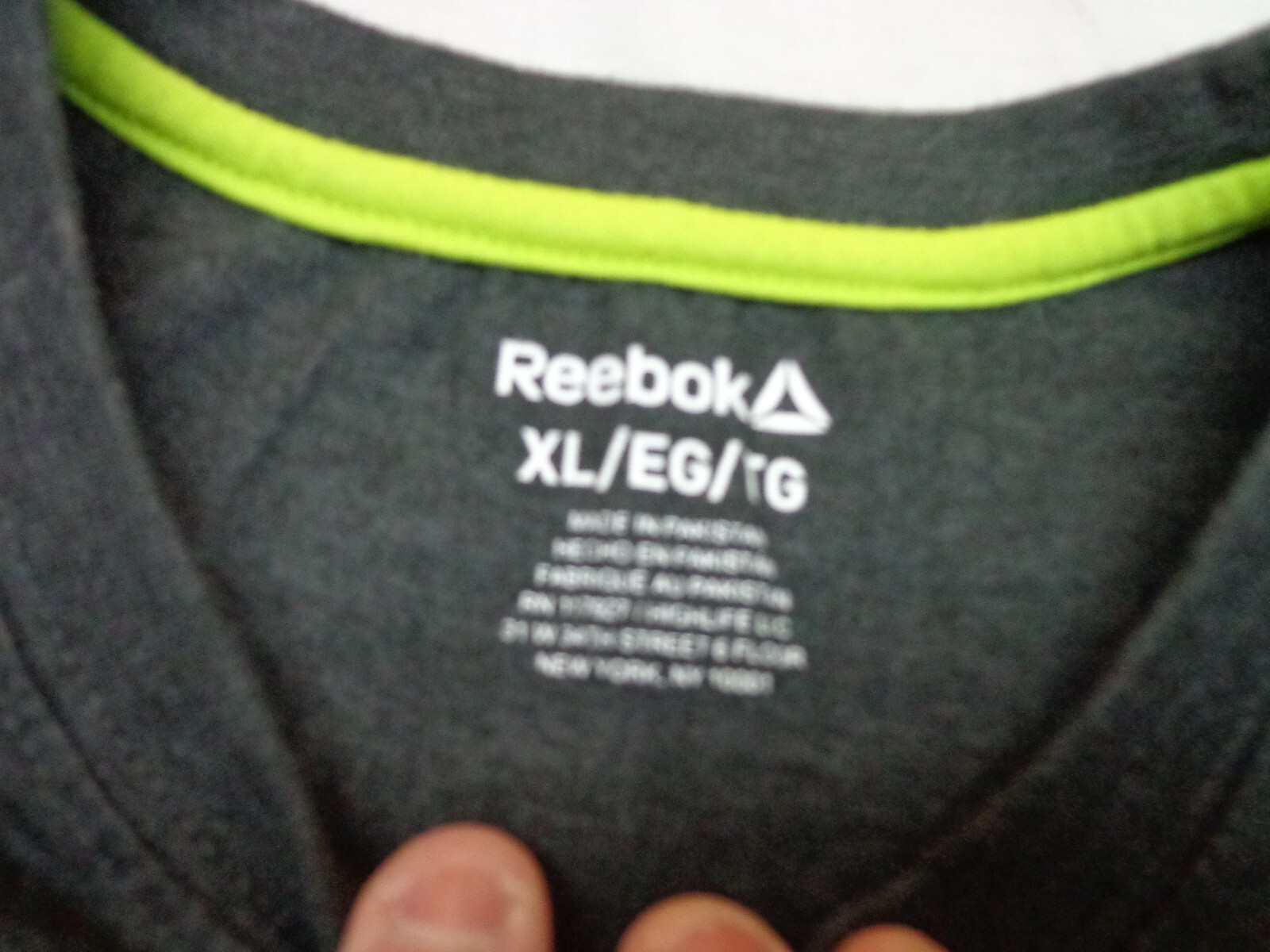 Reebok Charcoal Heather Gray Neon Green Logo T-shirt size XL gallery