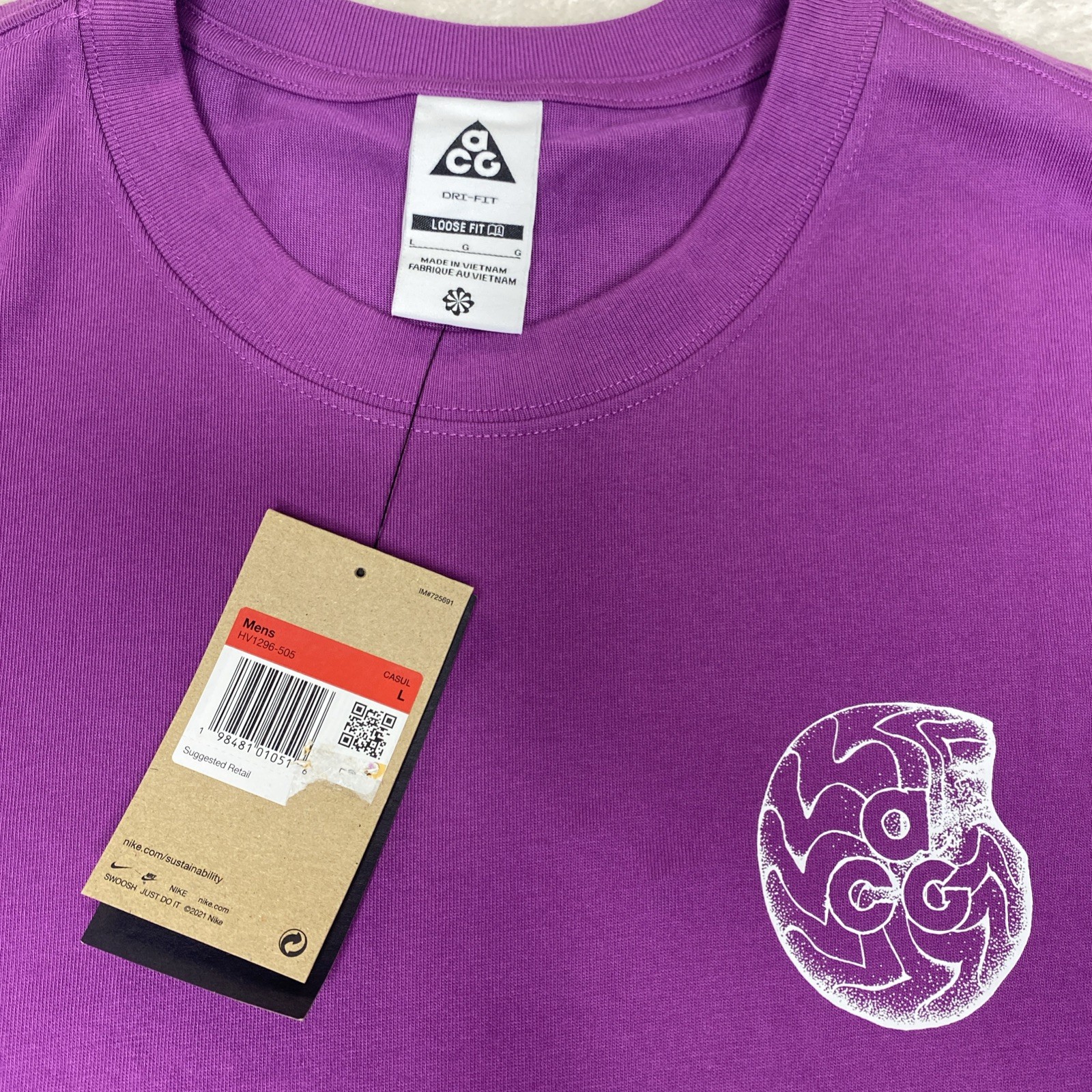 nike acg dri fit shirt Men’s Large Purple Texas Fossils New HV1296-505 Tee T gallery