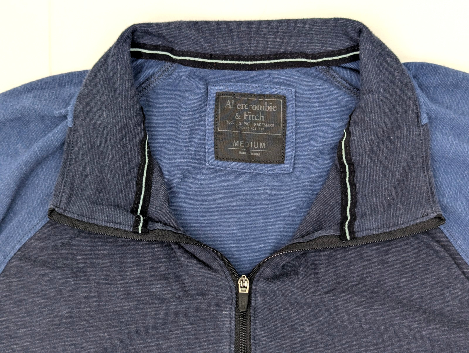 Abercrombie & Fitch 1/4 Zip Lightweight Pullover Shirt Sweater, Men M, Blue EUC gallery