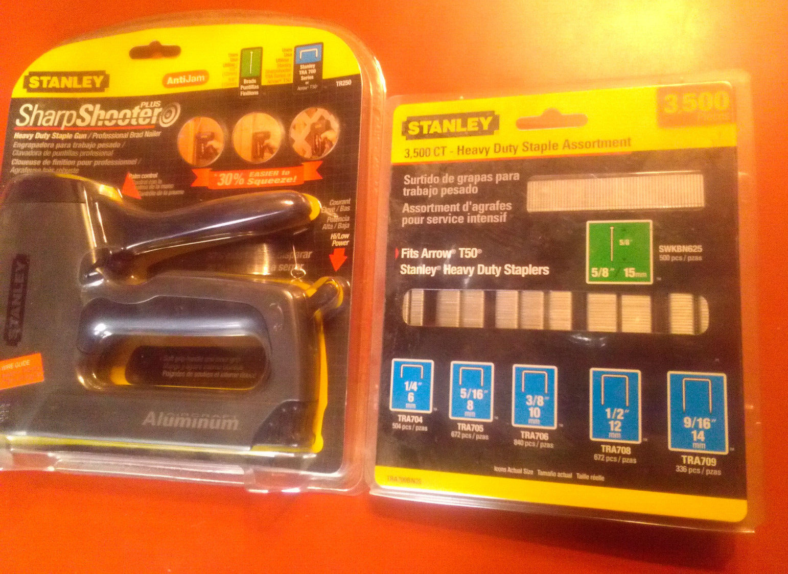 STANLEY SharpShooter TR250 Nail Gun Stapler with staples and brads   O6