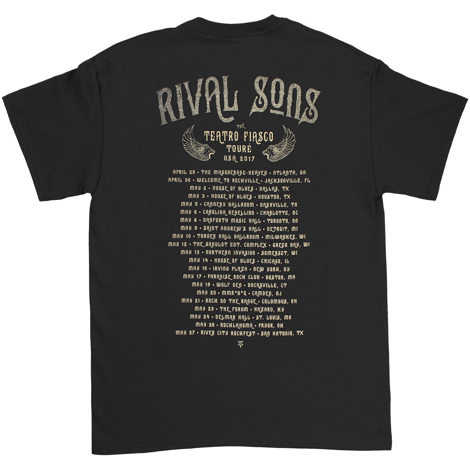 Men's Rival Sons The Teatro Fiasco Toure USA 2017 T-shirt Small Black gallery