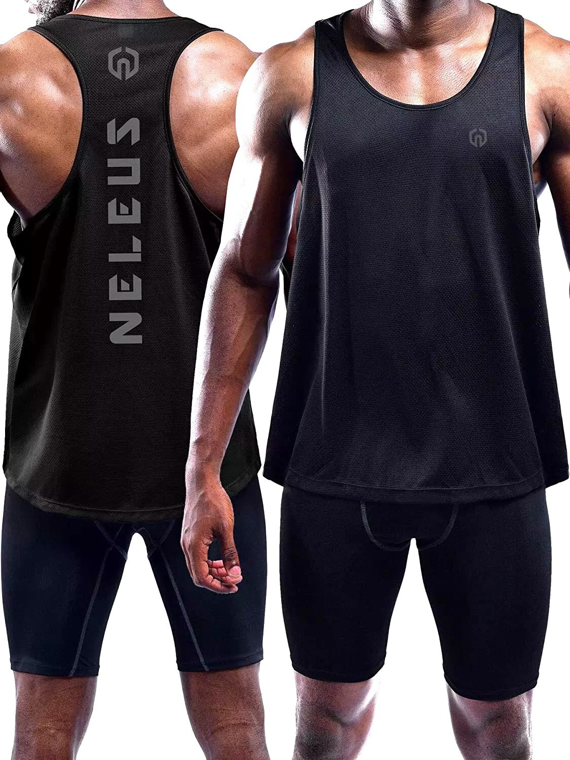 NELEUS 'Dry Fit Logo Muscle' Mesh Tank Top Men's L Gym Workout Exercise Blk NEW! gallery