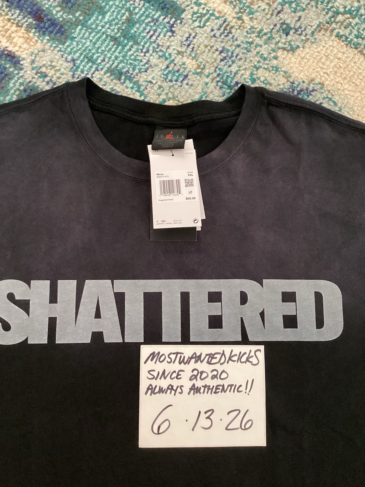 NWT Nike Air Jordan Shattered Backboard Black Loose Fit T-Shirt Men’s Sz XXL gallery