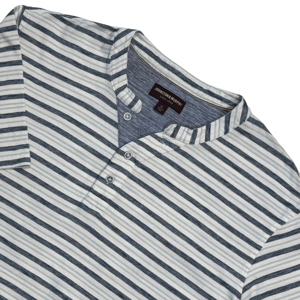Johnston & Murphy Men’s Size XL Striped T Shirt Short Sleeve Tee Blue White