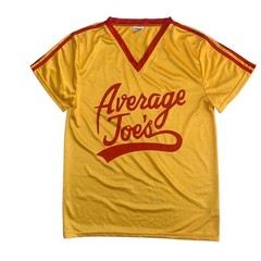 Average Joes Men’s Size M Dodgeball Yellow V-Neck Costume Satin Shirt Jersey