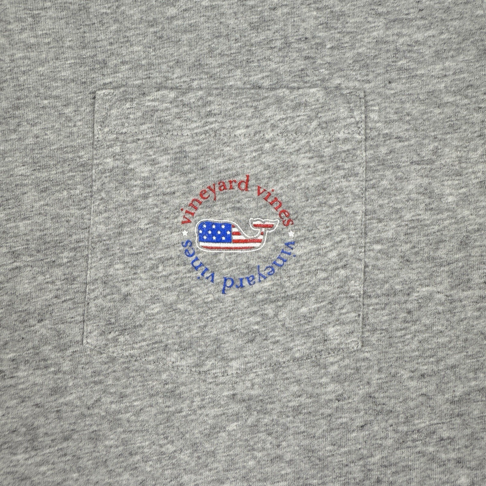 Vineyard Vines Whale Mens Grey Shirt 1XB Patriotic USA Pocket Red White Blue gallery