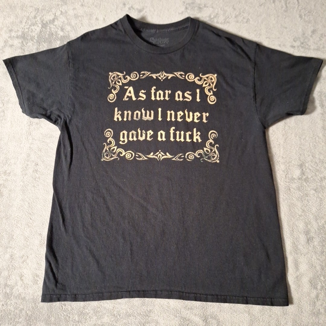 Funny Saying T-Shirt Short Sleeve Black Cotton Size Large "As Far As I Know" gallery
