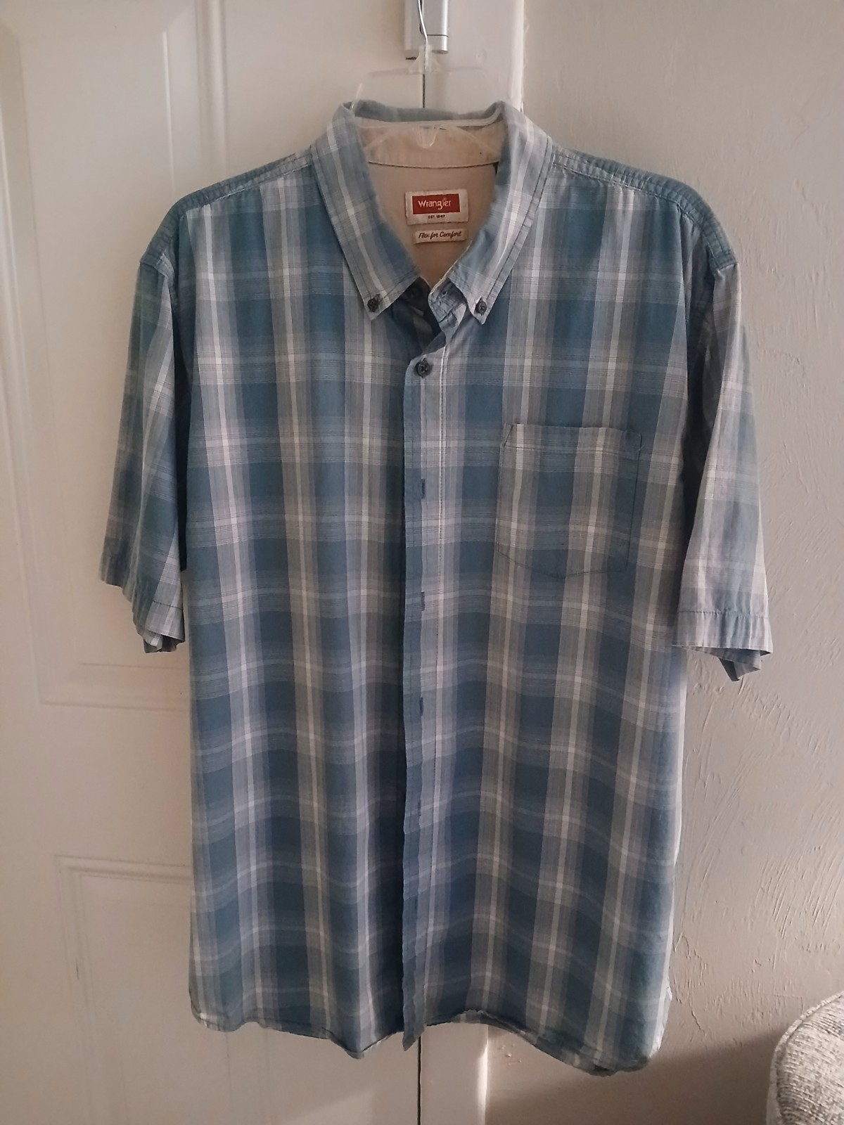 Wrangler Men Blue Plaid Button Down Shirt XL gallery
