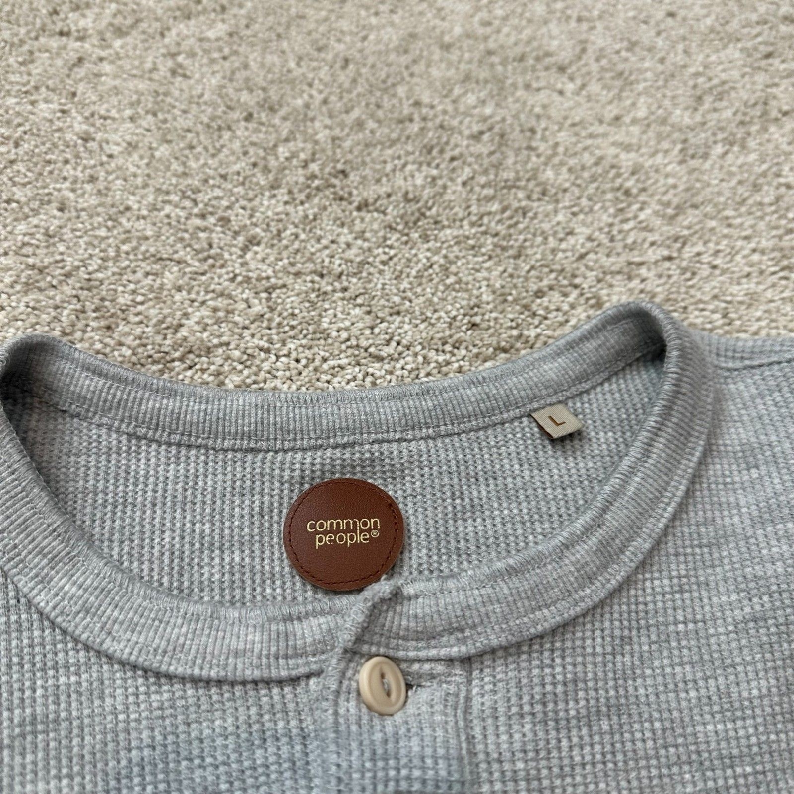 Common People Waffle Long Sleeve Henley Grey Size M/L gallery