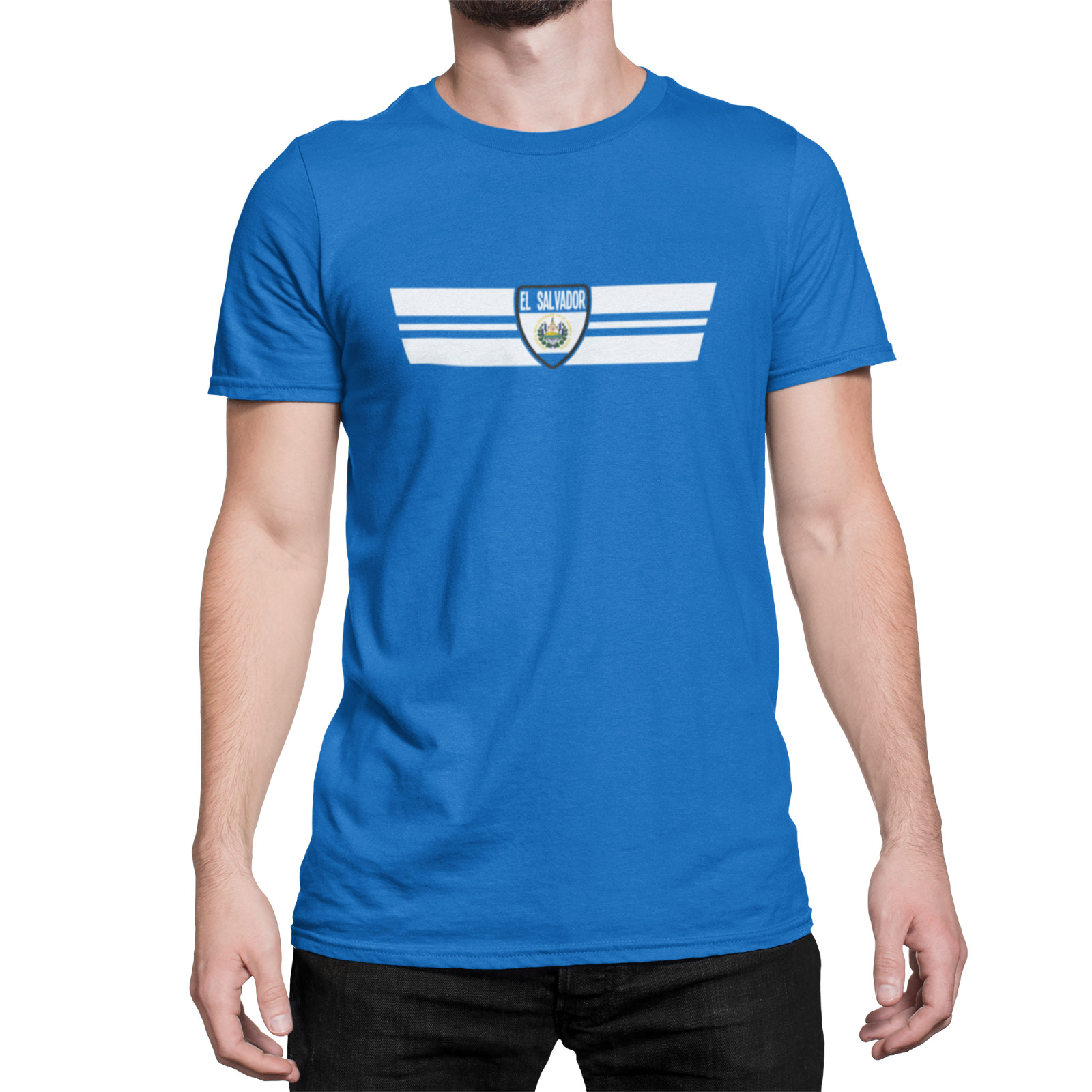 EL SALVADOR Retro Strip Mens Quality Cotton T-Shirt Football Sports Patriotism gallery