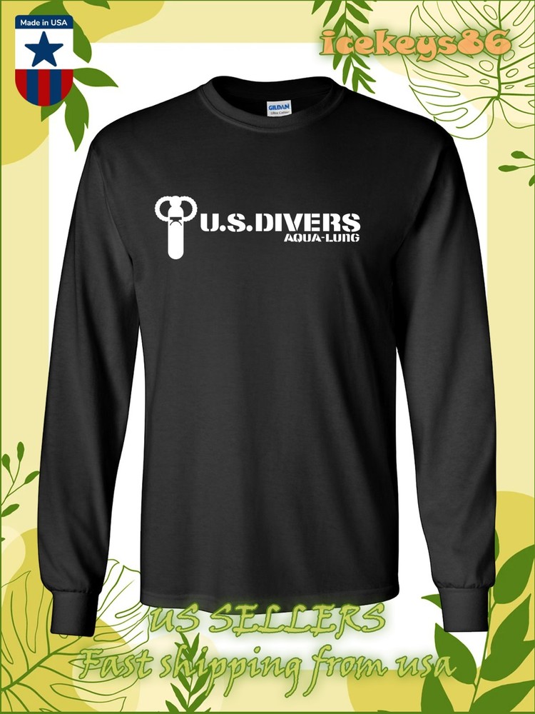 New Tee Aqua Lung U.S. Divers Logo Men’s Long Sleeve T-Shirt American T-Shirt