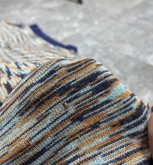 Percival Blue and Orange with Dynamic Pattern Knit Textured T-shirt tee size m