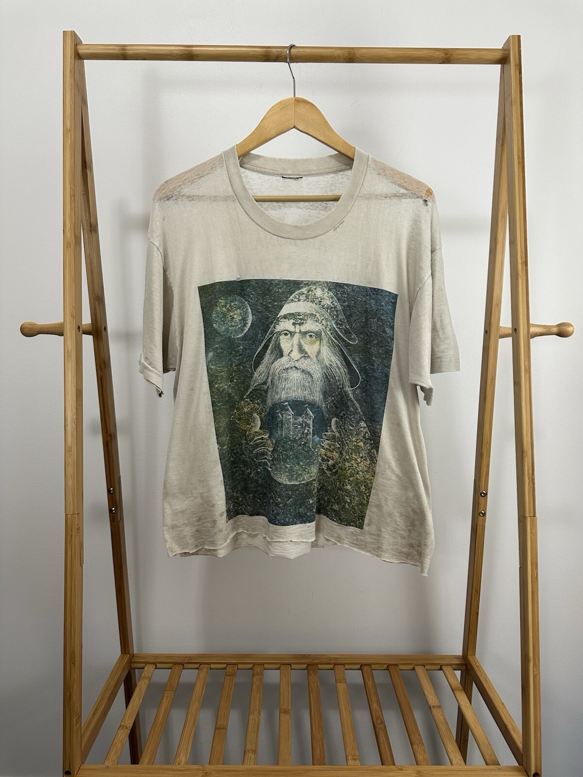VTG Wizard Gandalf Renaissance Festival Paper Thin Burnout Worn Boxy T-Shirt XL