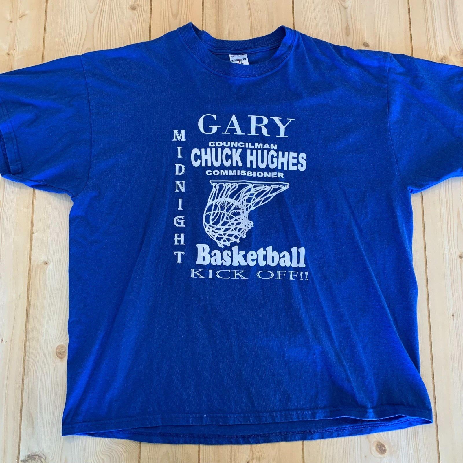 Vintage Y2K Gary Indiana Chuck Hughes Midnight Basketball Kickoff T-Shirt 2XL