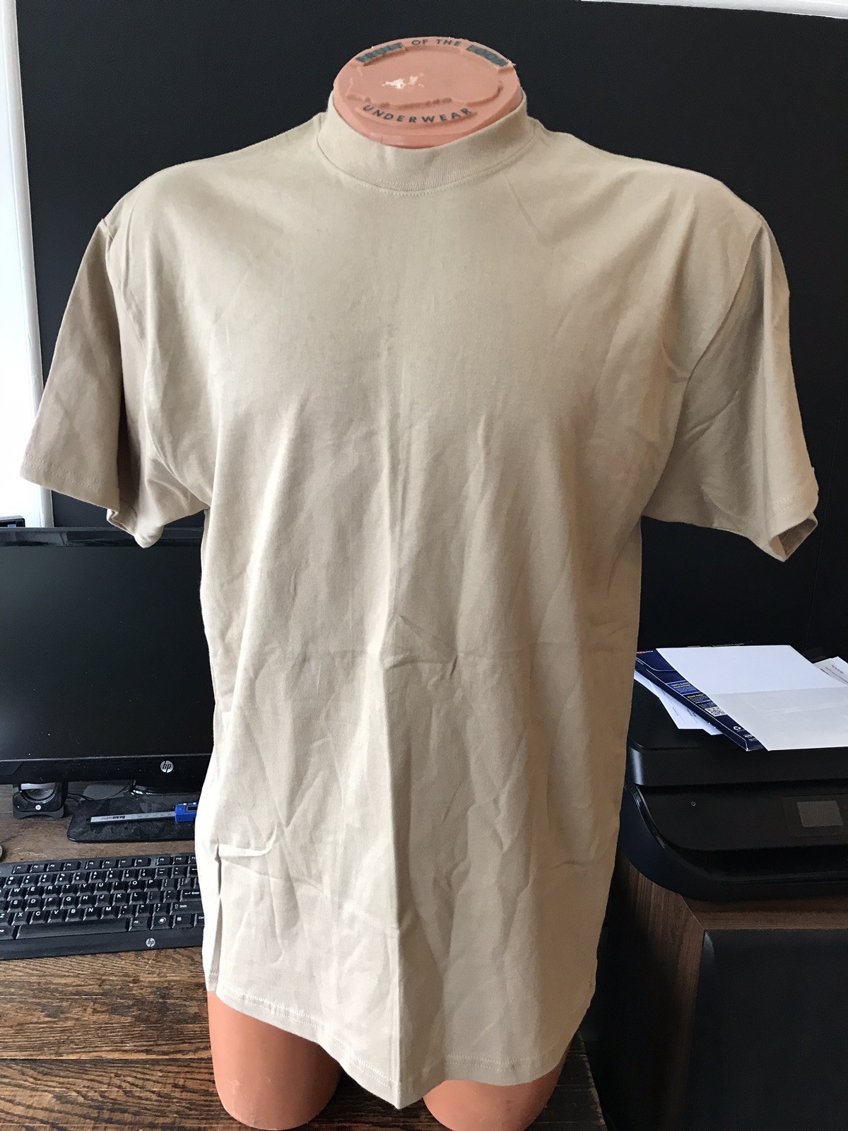 NWOT Desert Sand 100% Cotton T Shirt Adult Large Blank No Pocket