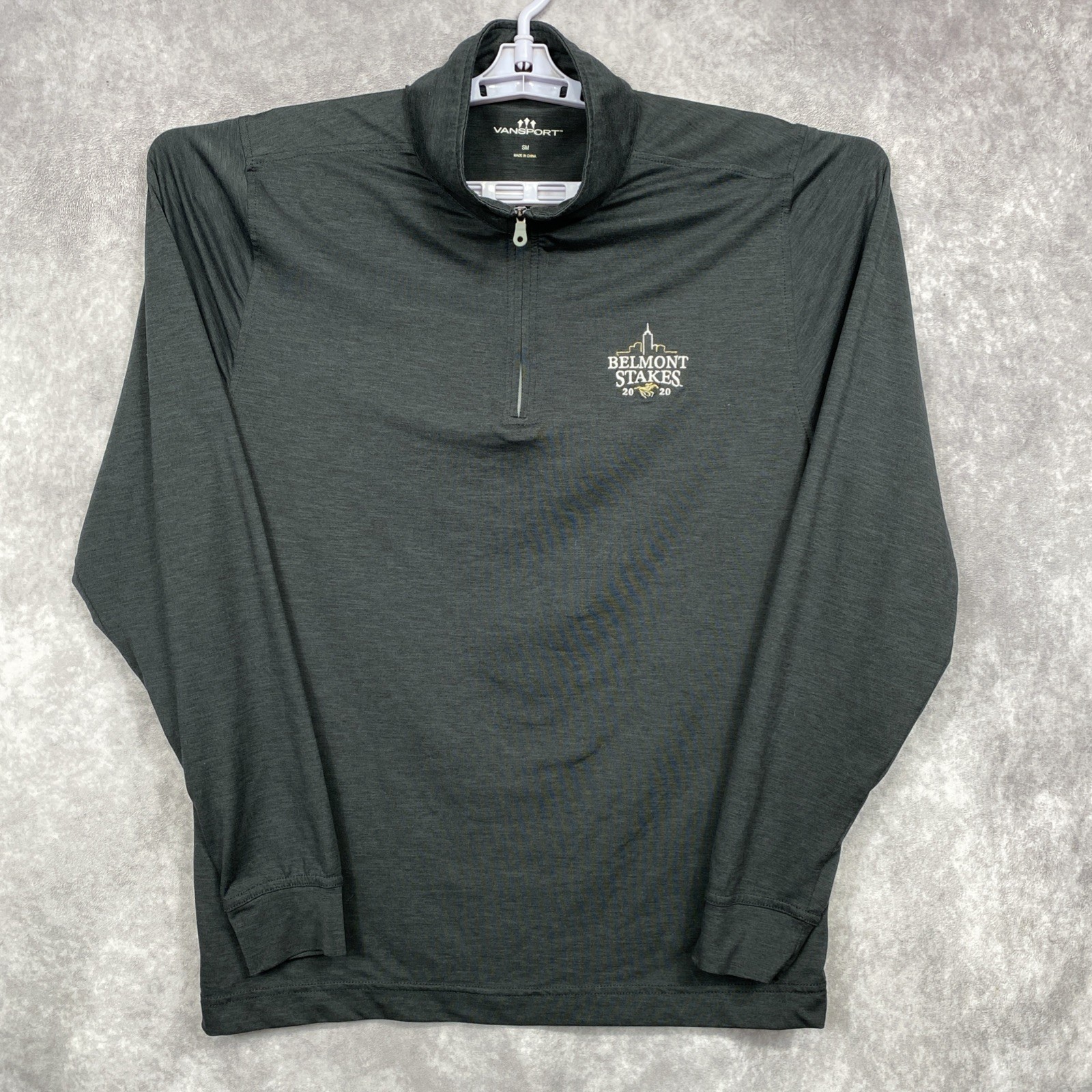 Vansport 1/4 Zip Shirt Mens Small Dark Gray Long Sleeve Belmont Stakes 2020