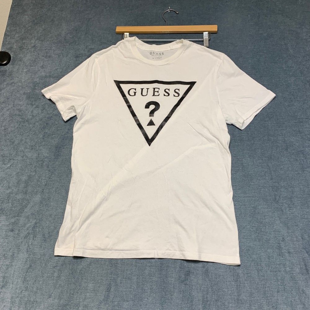 Guess T Shirt Mens Large White Graphic Spell Out Logo Crew Neck Short Sleeve gallery