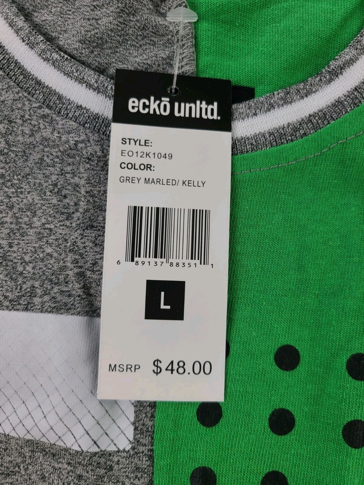 ECKO Unltd. Men's Color Block Graphic Tee Green/Grey Size Large New With Tags gallery
