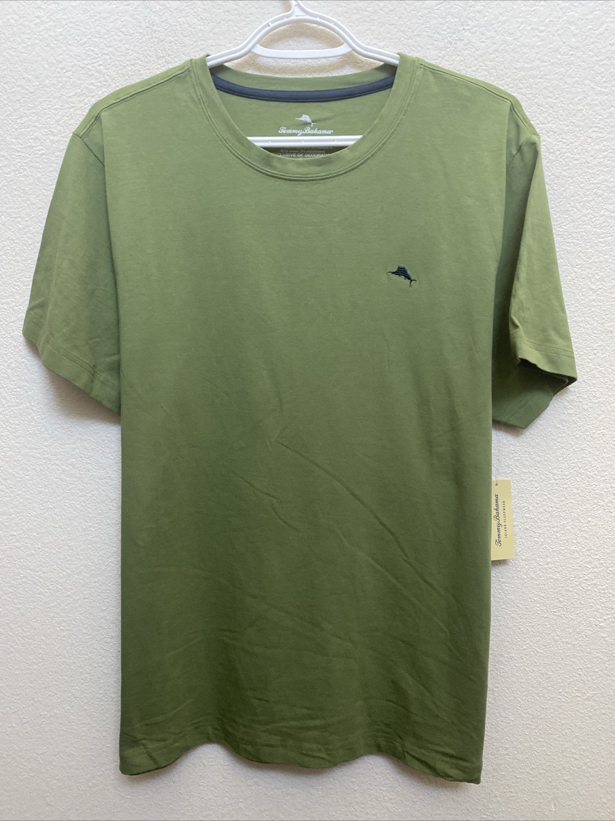 NEW Tommy Bahama Green Crew Neck T-Shirt Cotton Spandex NWT $36 Large DK Olive