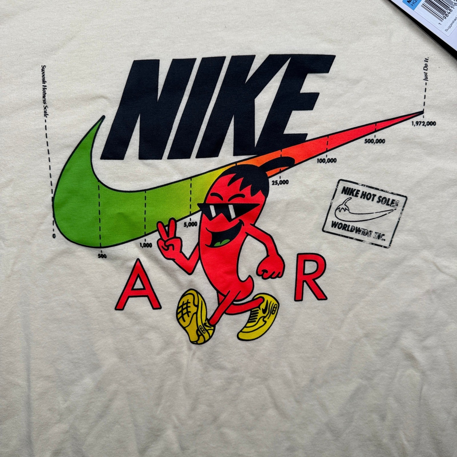 Nike T-Shirt Mens Medium Tall Cream Hot Soles Chili Pepper Graphic HQ9258-114 gallery