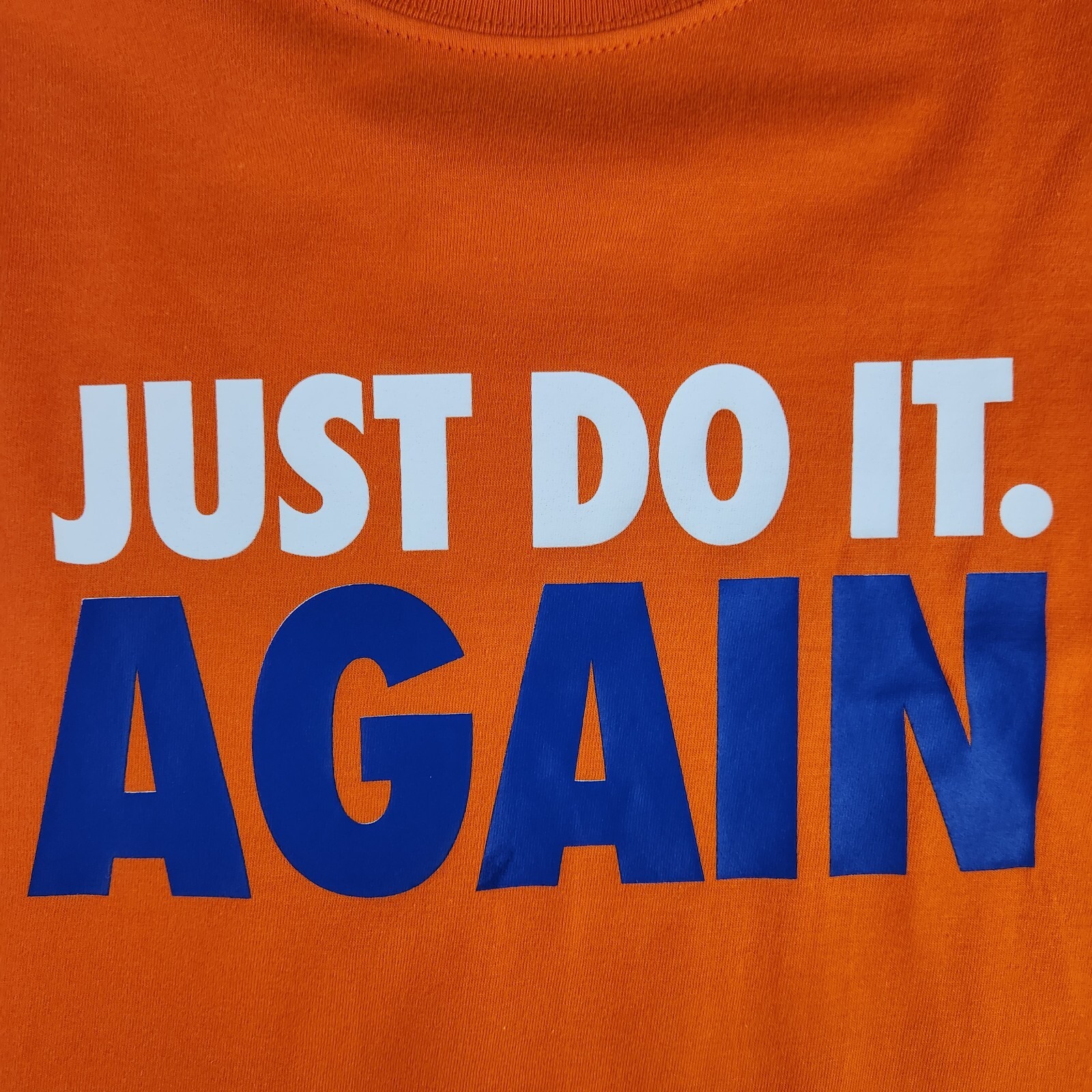 Nike Just Do It Again Men's XL Orange Long Sleeve T-Shirt Ribbed Cuffs NWOT Flaw gallery